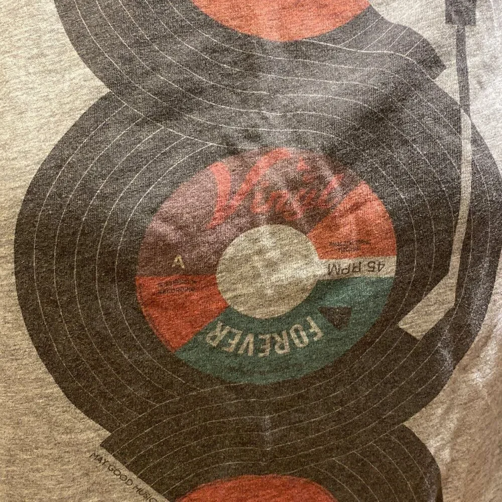 Typographia “45 RPM Vinyl Forever”, Medium Shortsleeved, Gray T-shirt, Unisex